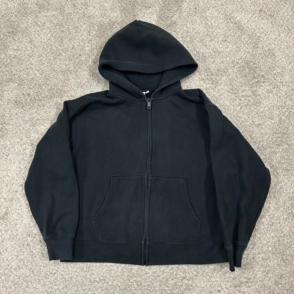 Kut and So Zip Up Hoodie Medium Black Cozy Fleece Boyfriend Fit CS14335